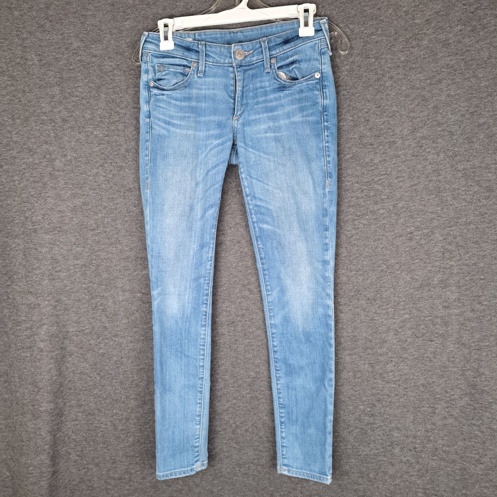 True Religion Jeans Casey Low Rise Super Skinny Light Blue Sz 26 Regular Women's